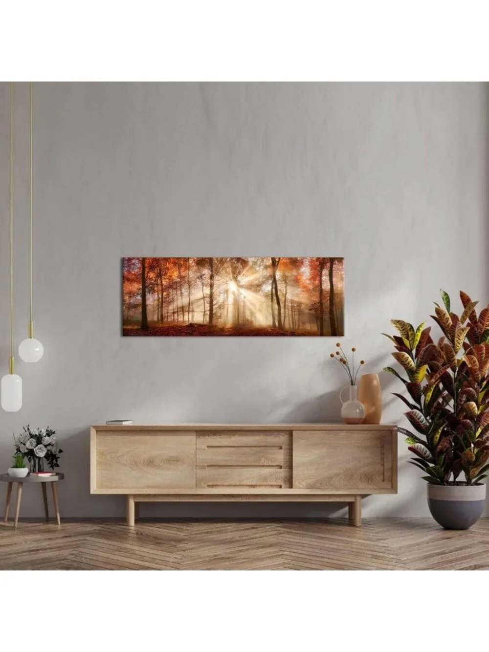 Autumn Forest Canvas Wall Art - Sunlit Nature Scenery for Home & Office Decor
